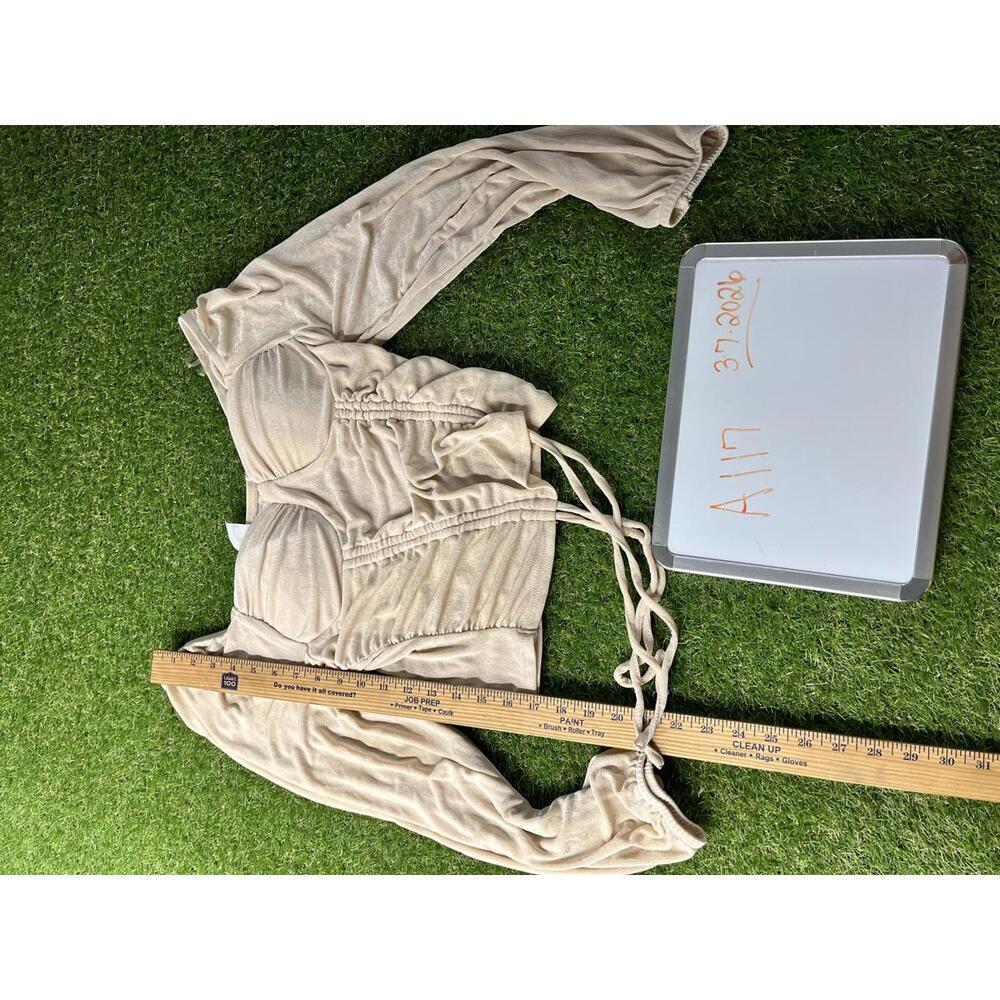 No Boundaries Top VTG Coquette Milk Maid Y2k Beige‎ Corset Large